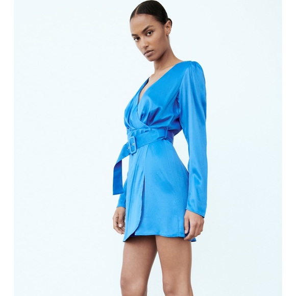 Zara Belted Satin Effec Dress - Picture 7 of 12